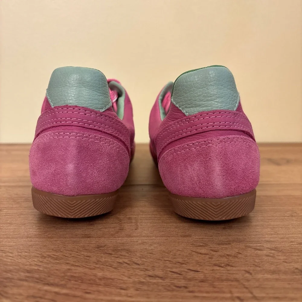 DOLCE VITA Laini Sneakers Pink Women Size 7.5 Suede Low Top Multicolor Laces